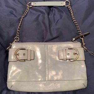 Light Blue patent leather Coach shoulder purse